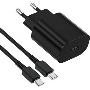 Chargeur Usb C, 25W Samsung Chargeur De Charge Ultra Rapide Pour Samsung Galaxy A13 A14 A54 5G, S20 S22 S23 S21 S10 S9 /S20 Fe/Ultra/A52/A53/A41/M52/M54, Avec Ligne De Charge 2M Noir - Neuf