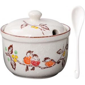 Sucrier En C&eacute;ramique Avec Cuill&egrave;re Et Couvercle - Neuf