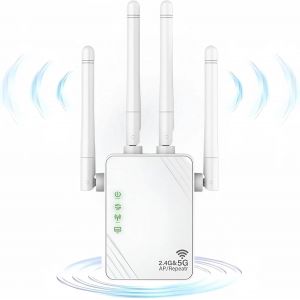 lbgwp60-Répéteur Wifi, Extender Wifi, 1200Mps Amplificateur De Signal Wifi, 5Ghz Et 2.4Ghz Dual Band Wifi Booster, Mode Repeater/Router/Ap, 4 Antennes, 2 Ports Lan/Wan¿ Pour La Maison/Bureau - Neuf