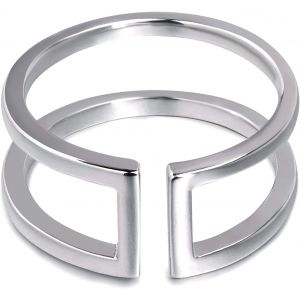 Kahfl-Bague Argent Femme Minimaliste Barres Parallèles Bague En Anneau Ouvert Réglable Bague Géométrique 925 Argent Sterling Femme Fille - Neuf
