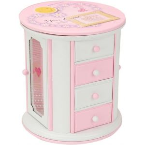 Bo&icirc;te &agrave; musique cr&eacute;ative pour fille, bo&icirc;te &agrave; bijoux musicale rose, tiroir de rangement - Neuf
