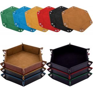 6 Pi&egrave;ces Piste De D&eacute;s Plateau De Des Pliable Cuir Et Velours Piste D&eacute;s Pliant Pour Dnd Rpg Jeux De Table (Camel,Noir,Rouge,Jaune,Bleu,Vert) - Neuf
