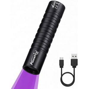 SJZG-Sv99 3W Lampe Torche Uv Led 365Nm Petit Type C Usb Rechargeable Lampe Ultraviolet Lumiere Noire Détecteur D'Urine Pour Resine, Pêche, Scorpion, Minéraux, Ambre Avec Batterie Intégrée - Neuf