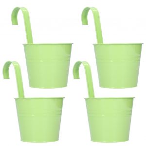 HJLIAN Lot de 4 pots de fleurs pour plantes succulentes, fixation murale en fer, accessoire de jardinage et de balcon (vert clair, amovible) - Neuf