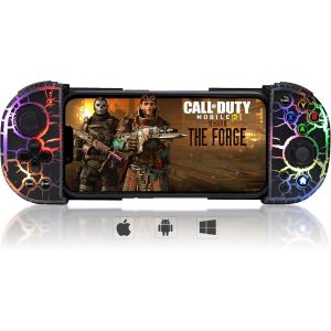 Manette De Jeu Pour Android/Iphone/Pc, Manette Sans Fil Pour Ios Avec Design Unique De Surface Craquelée/Programmable Par Éclairs Rvb/Turbo, Pour Jouer À Call Of Duty Mobile, Genshin Impact - Neuf