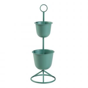 Porte-Plantes Style Intemportel Support 77 X 26 Cm 2 Cache-Pots Vert Helloshop26 03_0010329 - Neuf