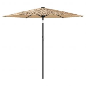 Parasol De Jardin Avec M&acirc;t En Acier Marron 268 X 268 X 226 Cm Protection Uv Et Pluie M&eacute;canisme &Agrave; Manivelle Style Contemporain En Polyester Marron Helloshop26 02_0056396 - Neuf