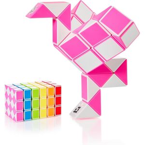 KAL-&reg; Magic Snake Cube | Jouet De Poche Pour Les Enfants De 4 &Agrave; 8 Ans | Cadeau Anniversaire Enfants Invites | Cadeau Pour &Eacute;l&egrave;ves - 36 Blocs | 2,3 Mm X 1,8 Mm | Rose - Neuf