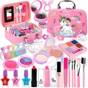 Maquillage Enfant Jouet, 38pcs Lavable Malette, Coffret Makeup Set pour Filles, Cadeau de Noël d'Anniversaire pour 4-10+ Ans - Neuf
