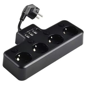 Multiprise d'alimentation 4 voies 16A 4000W commutable individuellement Interpol&eacute; avec plusieurs ports USB - Neuf