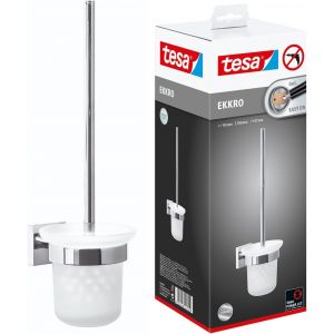 CMWX-tesa® Ekkro Ensemble mural brosse WC, finition brillante Métal Chromé, Montage sans perçage, 390mm x 116mm x 147mm - Neuf