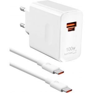 JGD-100W Supercharge Chargeur Rapide pour Honor 200 Pro Magic 7 Pura 70 6A Câble USB C 1m, 2 Ports PD Chargeur USB c 100w pour Honor 200 Lite Magic6 Lite 5 Lite V2 V3 Smart 90 X6b X8b Pad X8a 9 X9 - Neuf
