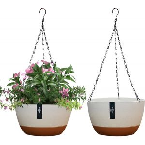 Nouvelhorizonstore-2 Pi&egrave;ces Pots De Fleurs &Agrave; Suspendre, Pot De Fleurs Suspendu &Agrave; Arrosage Automatique Pots De Fleurs Suspendus Pour Lext&eacute;rieur Avec Trous De Drainage Et Soucoupe Amovible Pour Plafond - Neuf