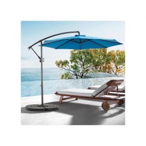 Parasol Ext&eacute;rieur Rectangulaire Double Face De 4,5 M Avec Manivelle (Bleu) (Sans Pied). - Neuf