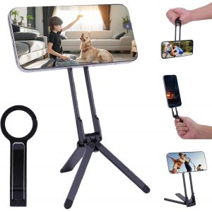 KALANKA-Tr&eacute;pied magn&eacute;tique en Aluminium pour t&eacute;l&eacute;phone Portable - Mini tr&eacute;pied de Poche - Mousqueton - Support Rapide Pliable - pour iPhone 16/15/14/13/12 - Noir - Neuf