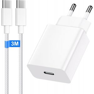 Kal-W Chargeur Iphone Usb C Pour Iphone 16/16 Plus/16 Pro/16 Pro Max/15/15 Plus/15 Pro/15 Pro Max/Ipad/Air, Usb C Chargeur Rapide Et 3m Nylon Cable Chargeur Type C Charge Rapide Prise Secteur Usb C - Neuf