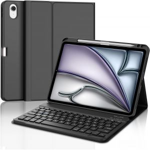 Clavier Pour Ipad Air 11 Pouces M3/M2 (2025/2024), &Eacute;tui Coque Clavier Azerty Fran&ccedil;ais D&eacute;tachable Sans Fil Bluetooth Pour Ipad Air 11 M2 2024/M3 2025 11 Pouces, Noir - Neuf