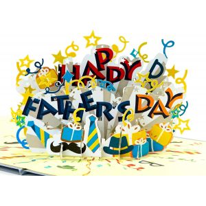Carte fete des peres, Carte pop-up pour la fête des pères, Happy Fathers Day, fête des pères, carte de v?ux d'anniversaire 3D (texte pour la fête des pères) - Neuf