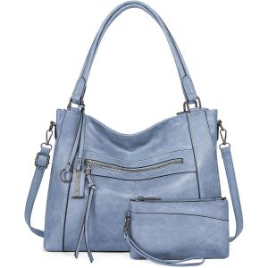 TZF-Sac a Main Grand Cuir PU Sac Hobo Sac Cabas Femme Sac Bandouli&egrave;re Fourre Tout Messenger et Portefeuille Ensemble pour Travail Shopping Party Voyage - Neuf