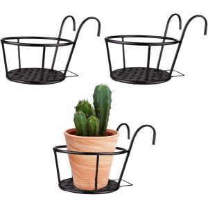 Nouvelhorizonstore-3 Pi&egrave;ces Support Pot De Fleur Ext&eacute;rieur, Pot Plante Garde Corps Suspendu Cl&ocirc;ture, Support Fleurs Rond Crochet, Paniers De Fleurs Suspendus En Fer, Convient Pour Balcon, Jardiniere, - Neuf