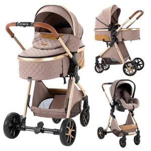 Poussette 3 En 1 Magic Zc Poussettes Combin&eacute;es Pousette Jusqu'&agrave; 30kg 0-3ans Avec Sac &Agrave; Main Pliage En Un Clic Frein &Agrave; Pied Kaki - Neuf