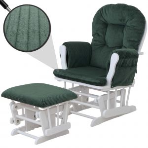 Fauteuil relax HWC-C76, fauteuil &agrave; bascule Fauteuil oscillant avec pouf Tissu Velours 320g/m&sup2; &Ouml;ko-Texvert B&acirc;ti blanc - Neuf