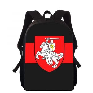 Sac à dos pour enfants, imprimé en 3D, motif drapeau national de la République de Biélorussie, 40 cm, pour l'école primaire, pour garçons et filles - Neuf