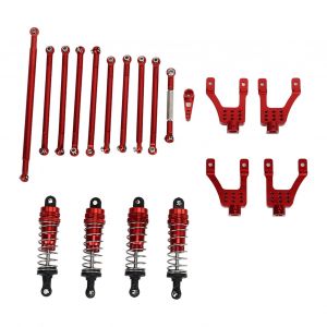 Pieces de modification pour voiture telecommandee MN86 1:12, modele a chenilles a echelle reelle, biellettes de direction avec amortisseurs, rouge - Neuf