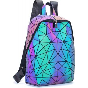 ChenQuanSarl-Sac &Agrave; Dos G&eacute;om&eacute;trique Lumineux Holographique Pour Femme, Sac &Agrave; Dos R&eacute;fl&eacute;chissant Lumikay - Neuf