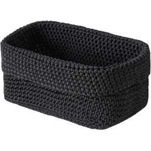 1 Pcs Paniers de Rangement,Panier de Rangement Tissé à La Main,Organisateur Tressé Naturel,Rectangulaire Pliable,Matériau Du Fil De Glace,Fabrication Artisanale,pour Recevoir Petits Objets(Noir) - Neuf