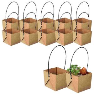12 pcs mini pots de fleurs en papier kraft imperm&eacute;able - Neuf