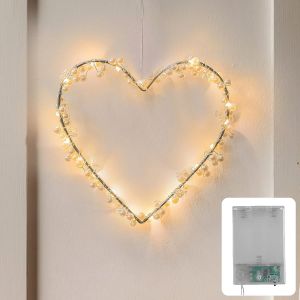 Guirlande Lumineuse Intérieur Coeur-20 Led Blanc Chaud Guirlande Led Fenetre I Minuterie À Piles I Guirlande Lumineuse Chambre I Guirlandes Lumineuses Interieur I Fairy Lights Decoration - Neuf