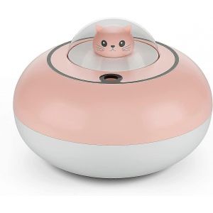 Humidificateurs mignons pour chambre à coucher à la maisonMini humidificateurs de 300 ml avec lumière LED à 7 couleurs,arrêt automatique de synchronisation,2 modes de brume Humidificateur d'air Kawaii - Neuf