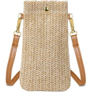 Sac de Paille pour Femme,Sacs &agrave; Bandouli&egrave;re en Paille,Sac de T&eacute;l&eacute;phone,Sacs &agrave; Bandouli&egrave;re avec Fermoir Magn&eacute;tique pour le Travail,les Voyages - Neuf
