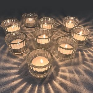 12 X Photophore Bougie Transparent En Verre, Porte Bougie Vintage Pour Chauffe Plat, Noël, Décoration De Table, Mariage, Salon 5 X 3,9Cm - Neuf