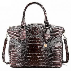 Les femmes de Gros Sacs &agrave; main Vegan en Cuir Motif Crocodile Sac &agrave; Bandouli&egrave;re avec Poign&eacute;e Sup&eacute;rieure 12-coque+brun - Neuf