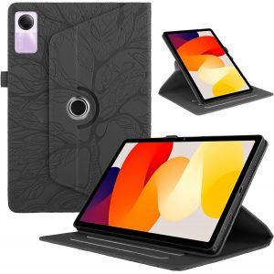 Mo-Bte Tablette Coque Pour Redmi Pad Se 11 Pouces 2023 Pu Cuir 360°Rotatif Multi-Angle Stand Flip Protection Case Arbre De Vie Rotating Étui Housse Cover Pour Redmi Pad Se 11 2023, Noir - Neuf