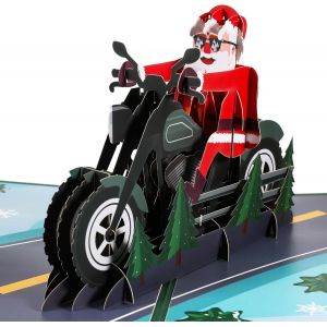CHECARZHN--NO1-Cartes De Noël Cartes De Noël 3D Carte Pop-Up Santa Biker Carte Pop-Up De Noël Pour Enfants Carte De Vacances 3D Carte De Voeux Noel Avec Enveloppes - Neuf