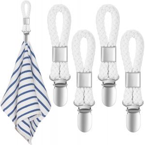 ERYI-4 Pièces Pince À Serviette, Accroche Torchon, Crochet Torchon Porte Serviette Salle De Bain, Clips Porte-Torchon Placards Serviettes Suspendues (Blanc) - Neuf