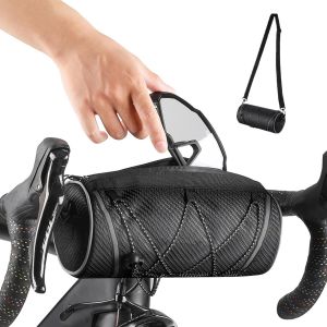 Sacoche De Guidon De Vélo,2 L,Sacoche De Cadre De Vélo Avec Sangle Réfléchissante,Multifonctionnelle,Pour Vélo,Vtt,Vélo De Route,Noire - Neuf