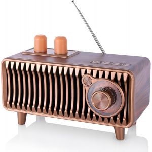 Radio Bluetooth R&eacute;tro, En Bois De Noyer, Avec Radio Fm Vintage, 20W Enceinte Portable Avec Fonction Lecteur De Musique U Disk/Tf Card/Aux Pour La Maison Et Le Bureau. (Couleur Noyer)[Z522] - Neuf