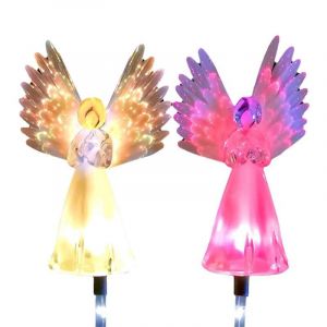 Lot De 2 Lampes Solaires D'extérieur À Suspendre, Luminaires Décoratifs Pour Jardin, Ailes Colorées - Neuf