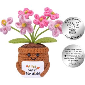 Cadeau porte-bonheur-Fleurs tricot&eacute;es-Poup&eacute;e de fleurs en laine &agrave; tricoter positive-Petit c&acirc;lin-Porte-bonheur-Cadeau de r&eacute;tablissement des classes.[S274] - Neuf