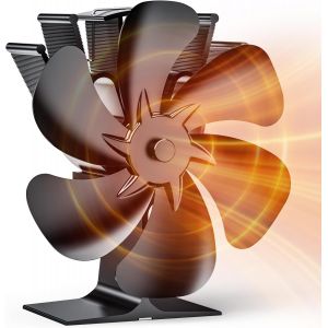 JEXNOVASHOP-Ventilateur Poele &agrave; Bois 6 Pales, Ventilateur de Chemin&eacute;e Aliment&eacute; Par la Chaleur, &Eacute;conomie d'&Eacute;nergie, Silencieux pour Po&ecirc;le &agrave; Bois/Chemin&eacute;e/Gaz/B&ucirc;che de Po&ecirc;le - Neuf