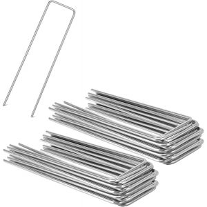 Asfasfq-30x Sardines De Fixation Acier Anti-Rouille Piquets Jardin Camping Clôture Agrafes Géotextile Toile De Paillage Compatible Bordure Extérieur Grillage H150mm L25mm Ø3mm - Neuf