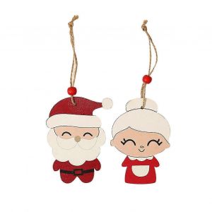 Des f&ecirc;tes de fin d'ornements 2pcs en bois de No&euml;l pendentifs - Neuf