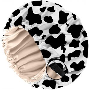 Bonnet Satin Cheveux Nuit, &Agrave; Double Couche R&eacute;glable Et Bandes &Eacute;lastiques Int&eacute;gr&eacute;es,Ce Bonnet Satin Combine Un Design Mignon Pour Femmes Et Filles (O11-Motif Vache L&eacute;opard) - Neuf