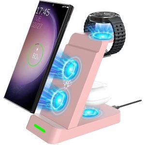 3 En 1 Chargeur Sans Fil Pour Galaxy Watch 7/Ultra/Fe/6/5 Series Chargeur Induction Pour Galaxy S25 Edge/S25/S24/S23/S22 Series,Note20/10/ Zflip 7/Fe/6/5/4,Fold 7/6/5/4 Et Galaxy Buds3/3 Pro/2 - Neuf