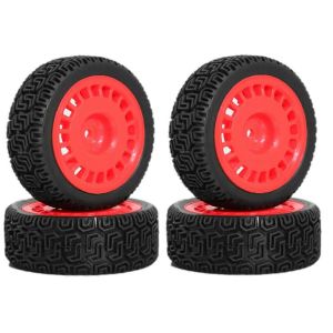4pcs 68mm Rally-Tires Pneu en caoutchouc Pneu Pneu Voiture Mise à niveau Pièces Rouge - Neuf