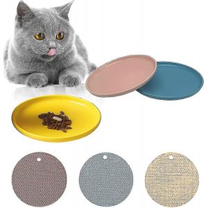 Plat Pour Chat Peu Profond En Céramique Assiettes D'alimentation Humide Pour Chat Bol Pour Chat Plat Large Soulagement De La Fatigue Des Moustaches Plat De Nourriture Pour Chat Avec Tapis Antidérapant - Neuf